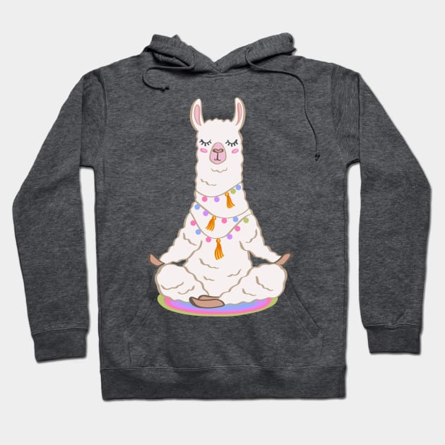 Funny Llama Yoga Namaste Meditation Pranayama Breathe Inhale Exhale Hoodie by DoubleBrush